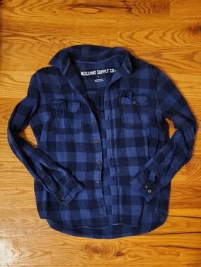 Mossimo Supply Co. Navy and Black Plaid Flannel Shirt